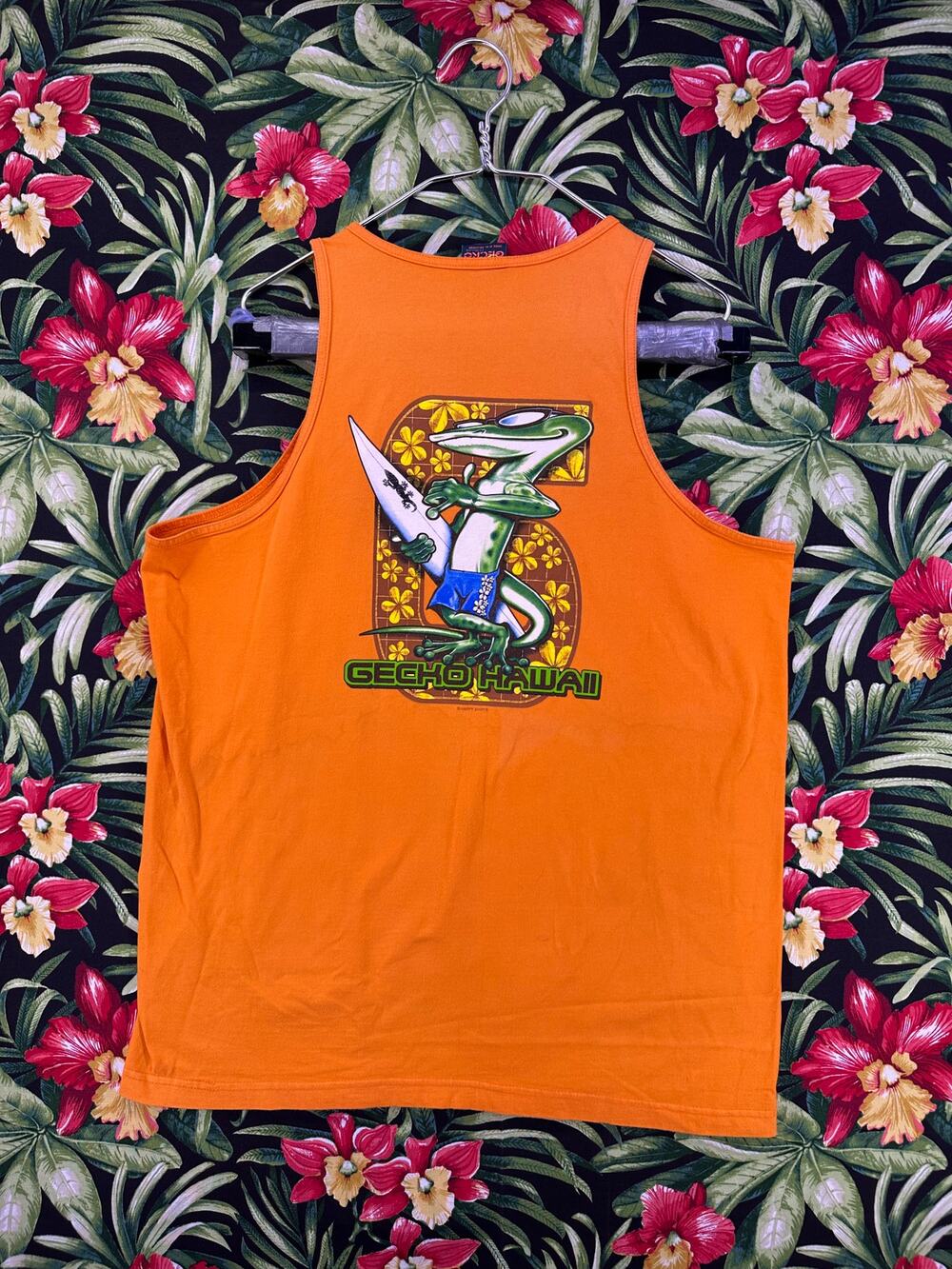 Vintage 90s Rare Gecko Hawaii Lizard Print Tank Top Size XL